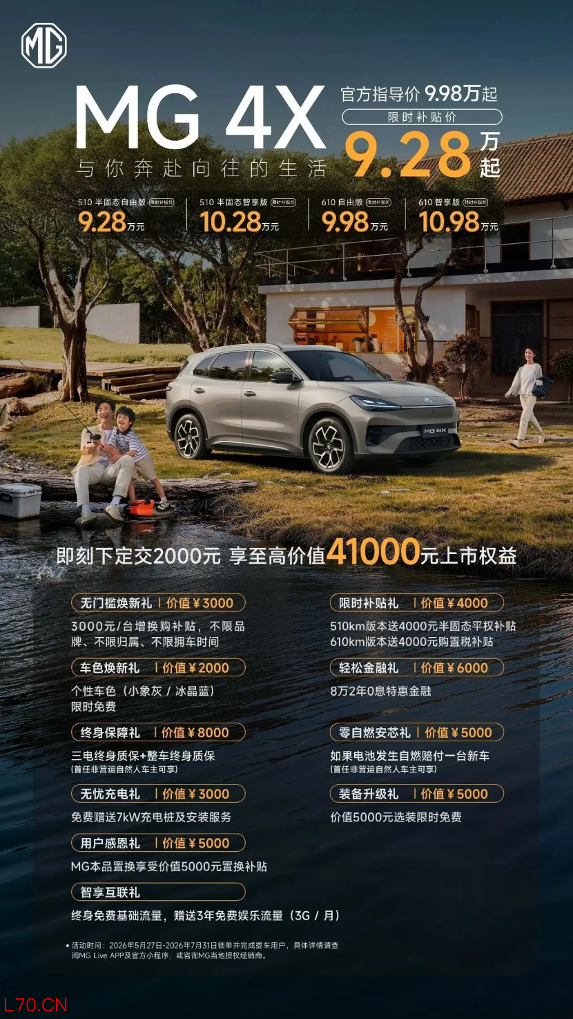 9.28万起！MG 4X正式上市
