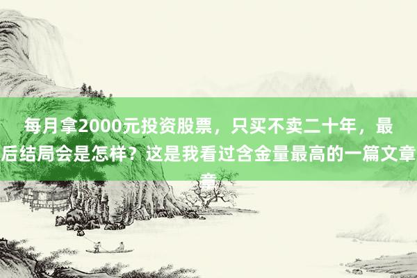 每月拿2000元投资股票，只买不卖二十年，最后结局会是怎样？这是我看过含金量最高的一篇文章