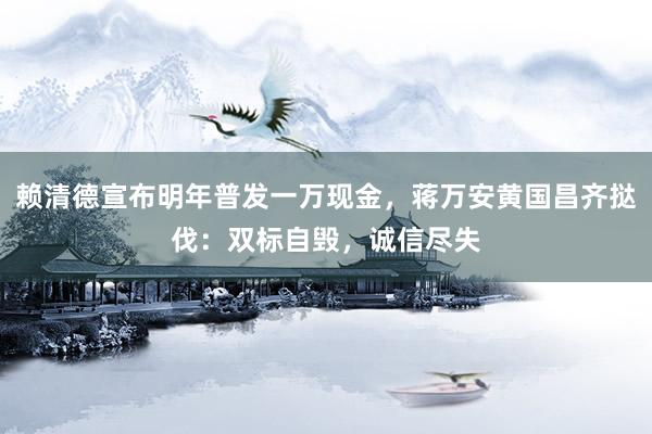 赖清德宣布明年普发一万现金，蒋万安黄国昌齐挞伐：双标自毁，诚信尽失