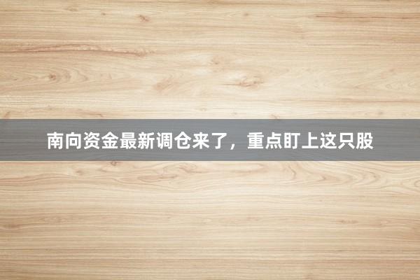 南向资金最新调仓来了，重点盯上这只股