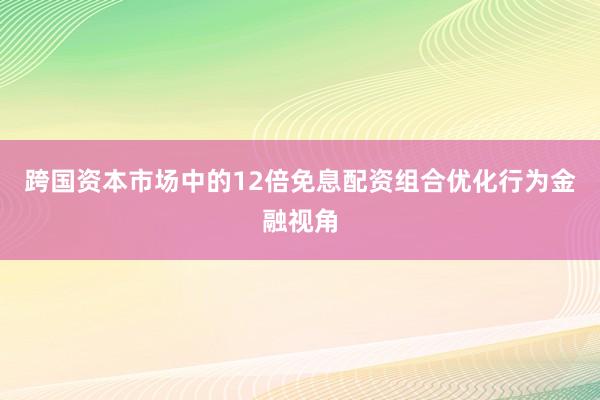 跨国资本市场中的12倍免息配资组合优化行为金融视角