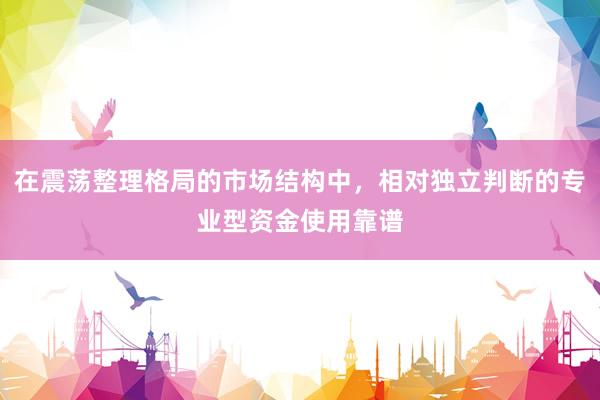 在震荡整理格局的市场结构中，相对独立判断的专业型资金使用靠谱
