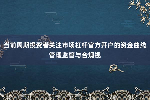 当前周期投资者关注市场杠杆官方开户的资金曲线管理监管与合规视