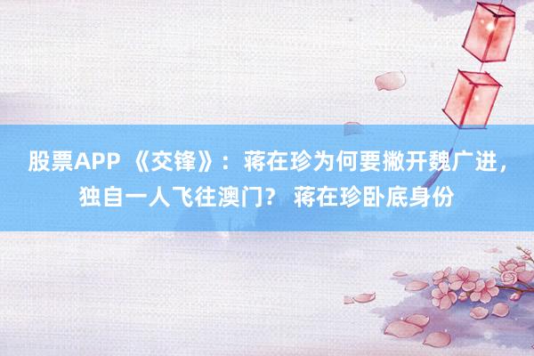 股票APP 《交锋》：蒋在珍为何要撇开魏广进，独自一人飞往澳门？ 蒋在珍卧底身份