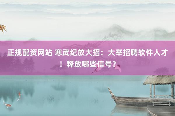 正规配资网站 寒武纪放大招：大举招聘软件人才！释放哪些信号？
