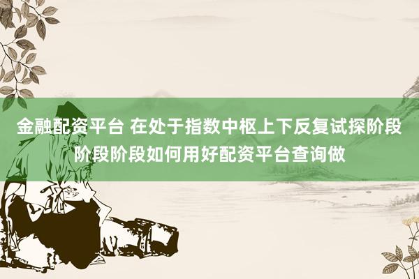 金融配资平台 在处于指数中枢上下反复试探阶段阶段阶段如何用好配资平台查询做