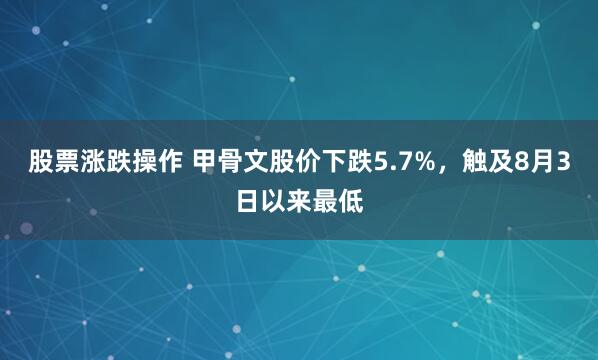 股票涨跌操作 甲骨文股价下跌5.7%，触及8月3日以来最低