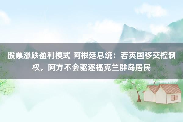 股票涨跌盈利模式 阿根廷总统：若英国移交控制权，阿方不会驱逐福克兰群岛居民