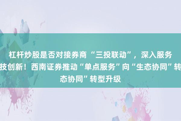 杠杆炒股是否对接券商 “三投联动”,深入服务成渝科技创新!西南证券推动“单点服务”向“生态协同”转型升级