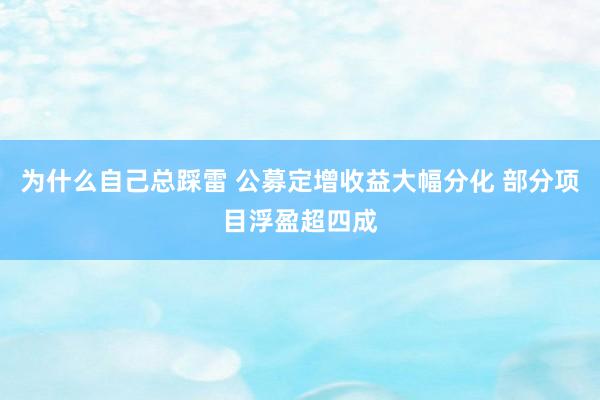 为什么自己总踩雷 公募定增收益大幅分化 部分项目浮盈超四成